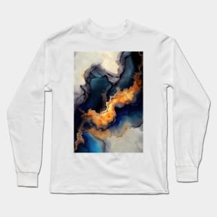 Volcanic Waves - Abstract Alcohol Ink Resin Art Long Sleeve T-Shirt